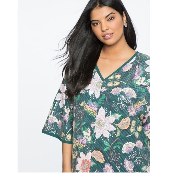 ELOQUII 18 / 20 Slit Front floral Print Sequin Maxi Dress - Picture 3 of 15